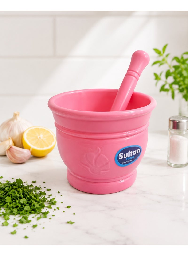 Sultan Plast Heavy-Duty Plastic Mortar and Pestle Set, Classic Design Crusher for Garlic, Herbs, and Spices - Image 4
