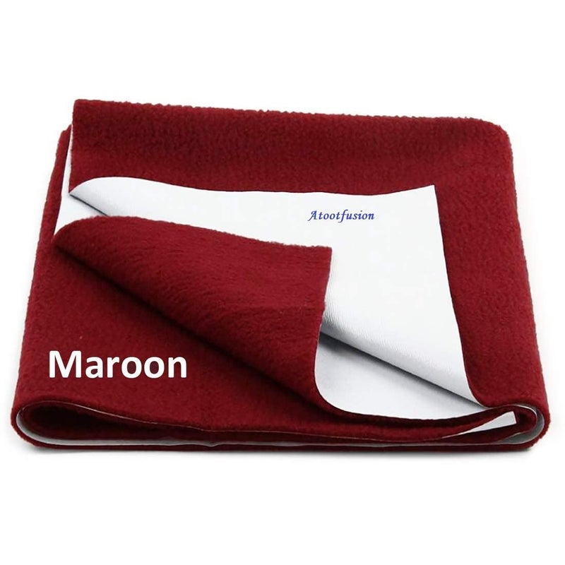 ATOOTFUSION Waterproof Quick Dry Sheet for Baby | Bed Pad Anti-Piling Fleece Extra Absorbent Washable Matress Protector | Baby Bed Protector Sheet for Toddler Children (Large - 55"x39", Maroon) - Image 1