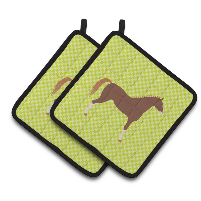 Caroline's Treasures ""Caroline's Treasures Hannoverian Horse Green Decorated Pot Holder  7.5"""" x 7.5"""""" 