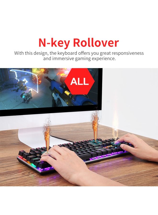 لوحة مفاتيح سلكية بإضاءة خلفية متعددة الألوان RGB تحتوي على 104 - Image 5