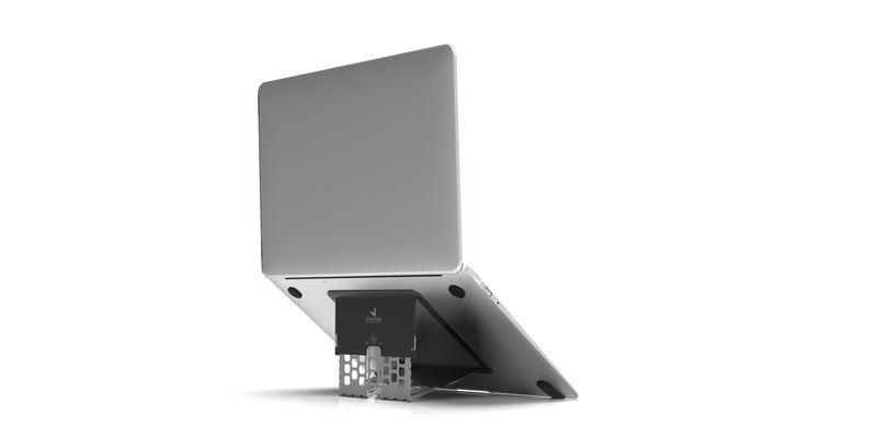 MAJEXTAND Paper-Thin Stand for MacBook, Laptop Riser, Slim Portable Ergonomic Ventilated Stand, 6 Adjustable Heights from 2.1" to 3.6", Compatible with Laptops Up to 18”, US Patented (Black) - Image 1