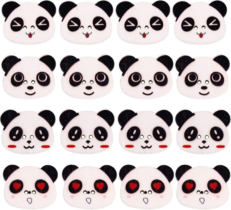 woobles Decorative Head Lovely for Fasteners Panda Clothing DIY Cute On Accessory Embellishment Scrapbooking Buttons Crafts Accessories Decoration Sewing Arts Sew Wooden Cartoon Flatback Panda Conventional 2.2X1.7X0.35CM - Image 1