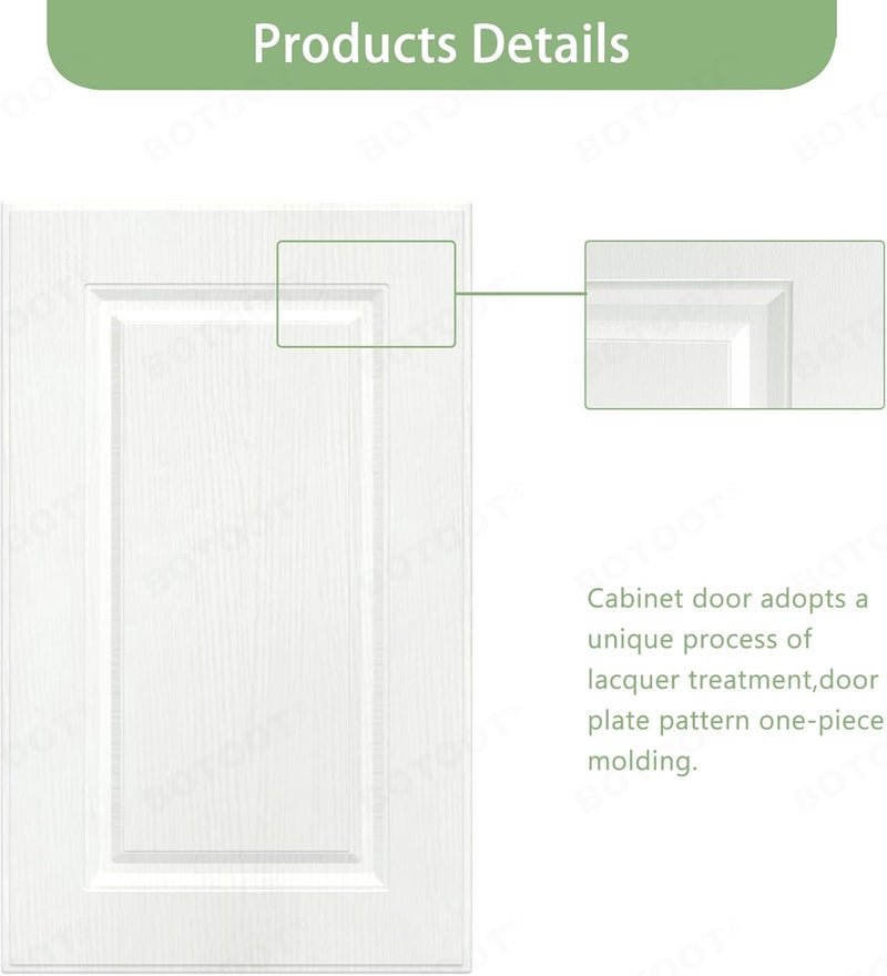 BOTOOT Built-in Cabinet Doors - Cabinet Doors for Kitchen, Living Room, Bedroom, Bathroom - 29 Inch High (White Texture, 17.75 Inch Wide) - Image 2