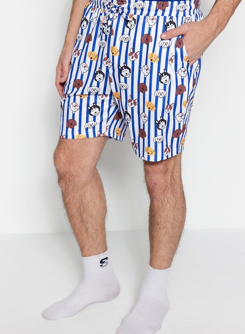 trendyol Dark Blue Unisex Regular Fit Printed Shorts Pajamas Set TMNSS23PT00000 - Image 3