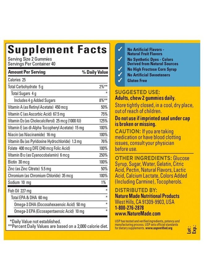 Nature Made - Multivitamin for Him with Omega-3, Mens Multivitamins for Daily Nutritional Support, Multivitamin for Men, 80 Gummy Vitamins and Minerals, 40 Day Supply - Image 1
