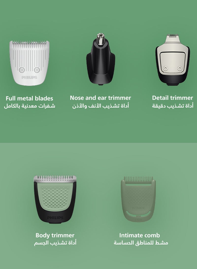 Philips All-in-One Trimmer MG5932/15 | 11-in-1 Face, Hair & Body Grooming | Self-Sharpening Blades | 120min Cordless | Showerproof | USB-A Charging | Pouch Included Light Grey - Image 5