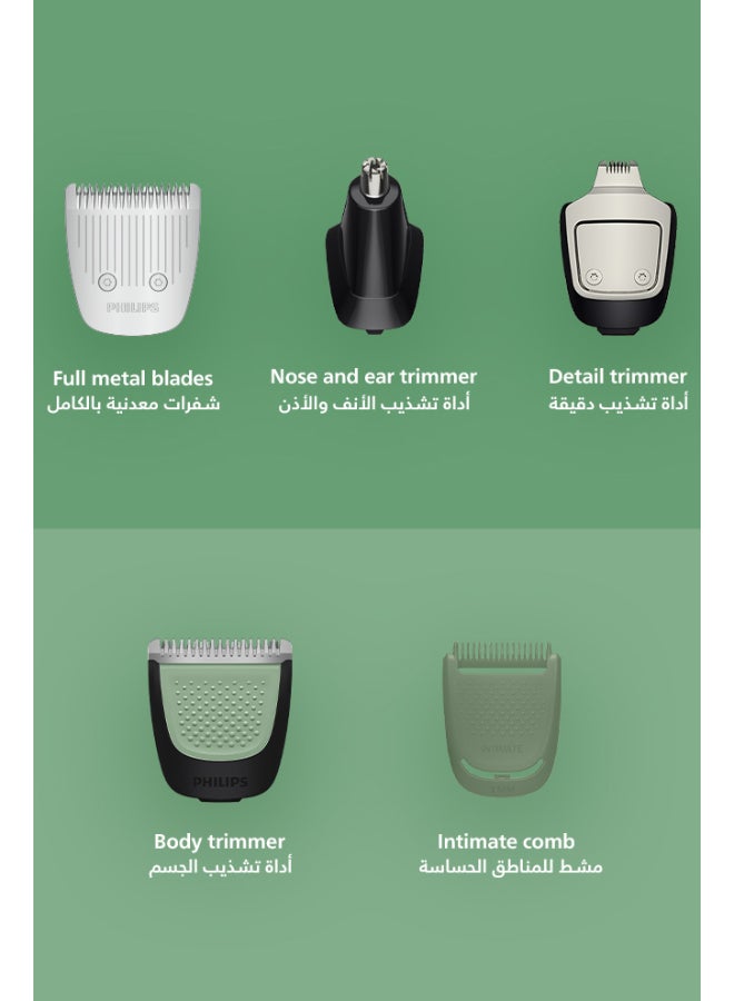 Philips All-in-One Trimmer MG5932/15 | 11-in-1 Face, Hair & Body Grooming | Self-Sharpening Blades | 120min Cordless | Showerproof | USB-A Charging | Pouch Included Light Grey - Image 5