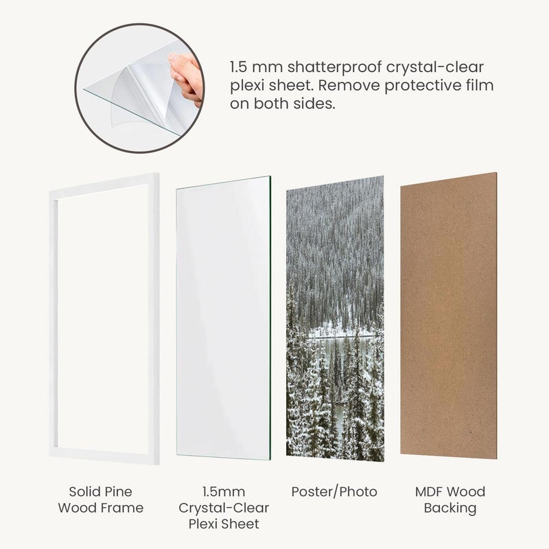 Opposite Wall - Set of 2-8.5 x 11-inches - White Solid Wood Frames - Lightweight, Versatile and Unbreakable - Wall and Desk Hanging Frame - Office, Gallery and Decor - Image 4