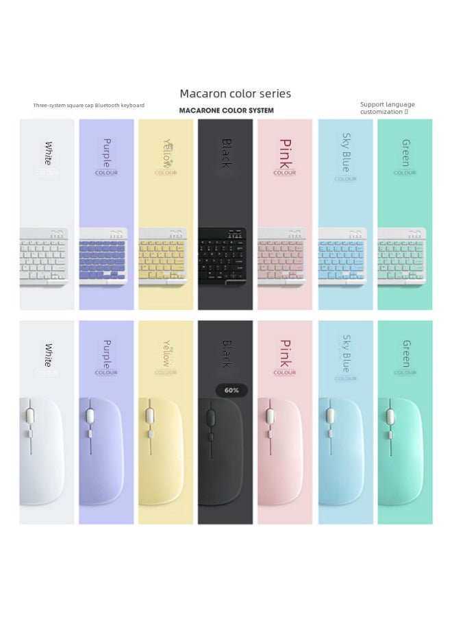 Ten-inch Bluetooth Keyboard IPad For Tablet PC Mobile Phone Touch Charging Personalized Color Printing Keyboard And Mouse Set-Color:7002 Dual-mode Mouse (built-in Rechargeable Battery)-Product Type:Green