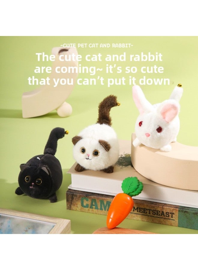 Le Jier With Keychain Bell Pull Rope Wagging Tail Cat Doll Called White Rabbit Plush Toy Gift-Specifications:Little Cute Dog White [ Tadpole Tie]