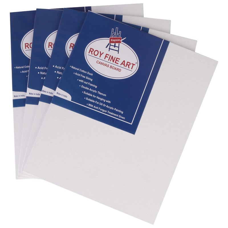 Worison Roy Fine Art Cotton Canvas Board Medium Grain 8 X 8 Inch with 4MM Board Backing - Pack of 10 - White - Image 2