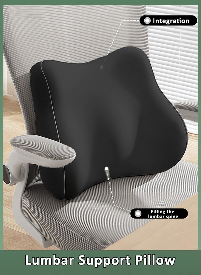 Lumbar Support Pillow for Office Chair Back Support Pillow for Car Computer Gaming Chair Recliner Memory Foam Back Cushion for Pain Relief Improve Posture Mesh Cover Double Adjustable Straps (Black) - Image 1