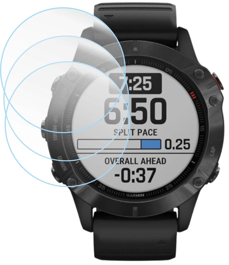 TELTREK Tempered Glass Screen Protector Compatible With Garmin Forerunner 165/165 Music & Fenix 6/6 Sapphire / Fenix6 Pro/6 Pro Solar (47mm) & Fenix8 /Fenix 8 SE (43mm) Screen Guard (Pack of 3) - Image 1