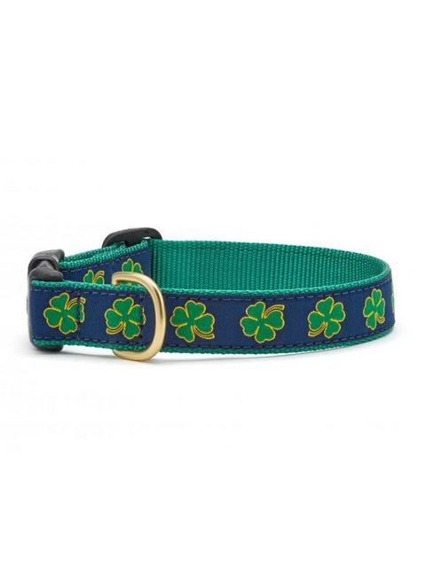 Up Country Navy Shamrock Pattern Dog Collar, Small (9 To 15 Inches) 5/8 Inch Narrow Width