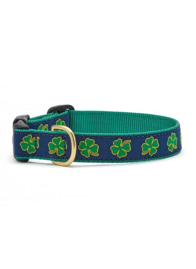 Up Country Up Country Navy Shamrock Pattern Dog Collar, Small (9 To 15 Inches) 5/8 Inch Narrow Width 