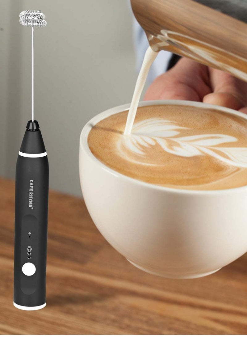 Milk Frother, Electric Handheld Coffee Frother USB Rechargeable, 3 Gear Adjustable Milk Bubbler with Ballon Whisk for for Cappuccino, Hot Chocolate, Egg Beating, BPA Free - Image 2