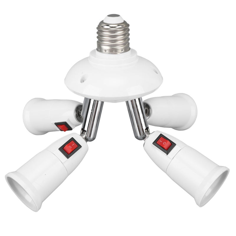 Light Splitter Socket 4 in 1 Bulb Splitter E26 E27 Heat Resistant 360 Degrees Rotation 180 Degrees Bending Light Splitter with Switch 85‑265V - Image 5