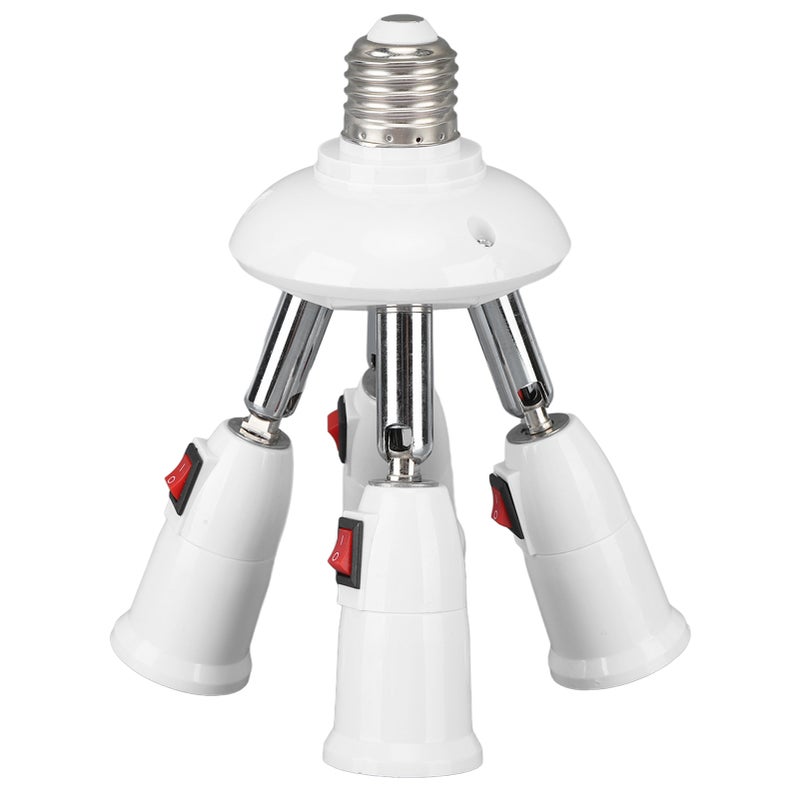 Light Splitter Socket 4 in 1 Bulb Splitter E26 E27 Heat Resistant 360 Degrees Rotation 180 Degrees Bending Light Splitter with Switch 85‑265V - Image 1