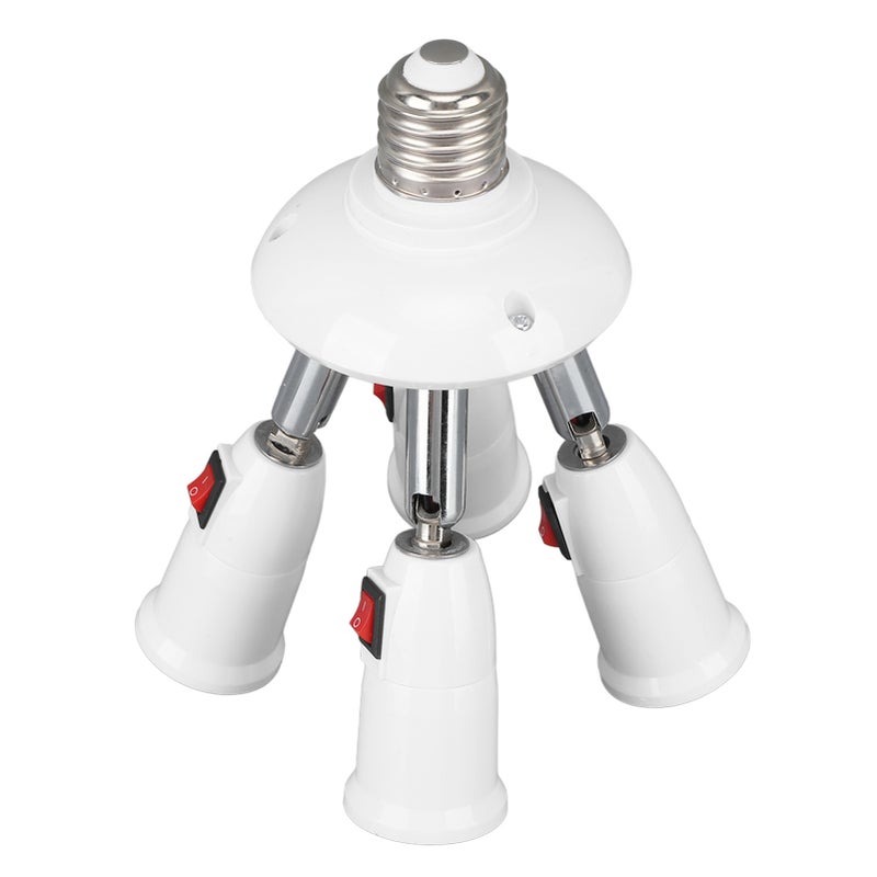 Light Splitter Socket 4 in 1 Bulb Splitter E26 E27 Heat Resistant 360 Degrees Rotation 180 Degrees Bending Light Splitter with Switch 85‑265V - Image 3