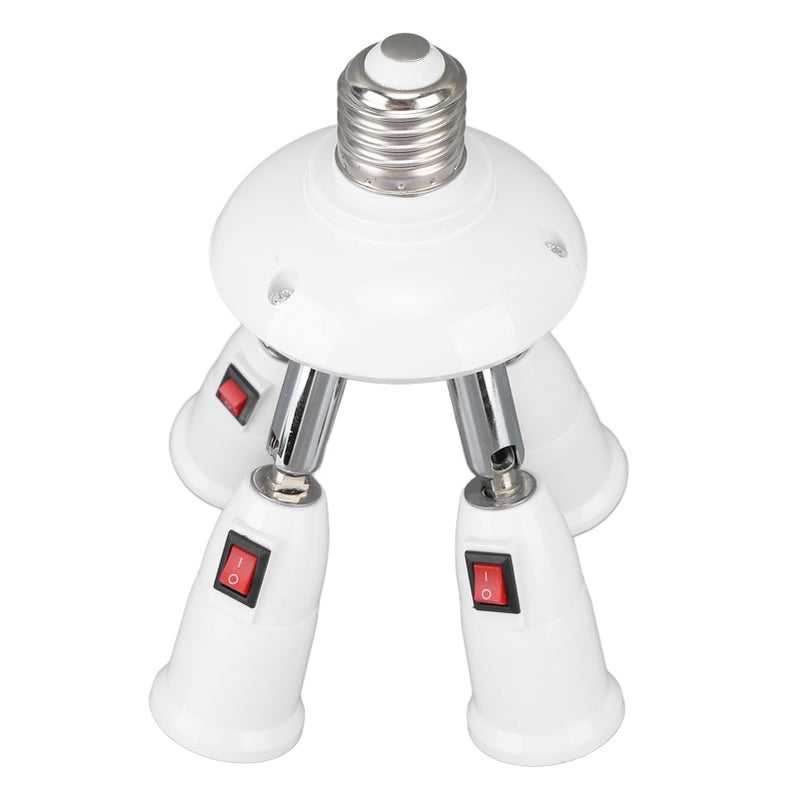 Light Splitter Socket 4 in 1 Bulb Splitter E26 E27 Heat Resistant 360 Degrees Rotation 180 Degrees Bending Light Splitter with Switch 85‑265V - Image 4