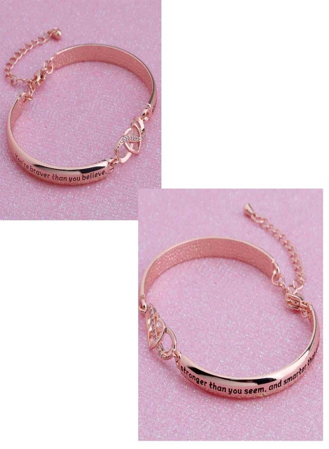 FEELMEM Inspirational Bracelet for Daughter Gifts from Mom You are Braver Stronger Smarter Than You Think to My Daughter Gift (You're braver-RG) - Image 4
