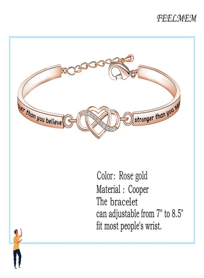 FEELMEM Inspirational Bracelet for Daughter Gifts from Mom You are Braver Stronger Smarter Than You Think to My Daughter Gift (You're braver-RG) - Image 2