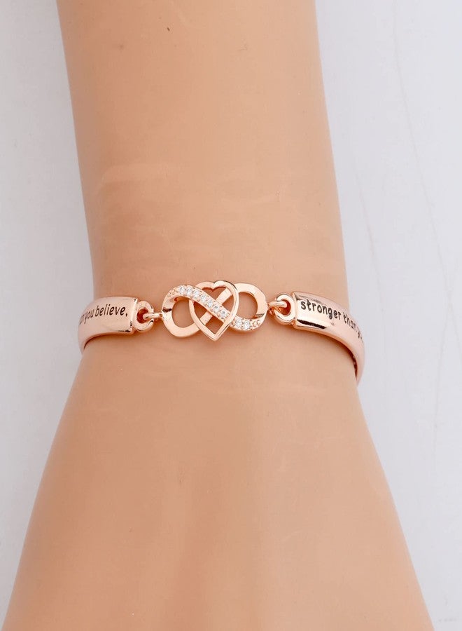 FEELMEM Inspirational Bracelet for Daughter Gifts from Mom You are Braver Stronger Smarter Than You Think to My Daughter Gift (You're braver-RG) - Image 3