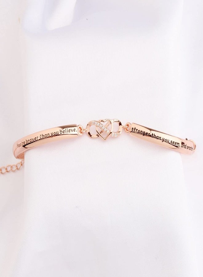 FEELMEM Inspirational Bracelet for Daughter Gifts from Mom You are Braver Stronger Smarter Than You Think to My Daughter Gift (You're braver-RG) - Image 5