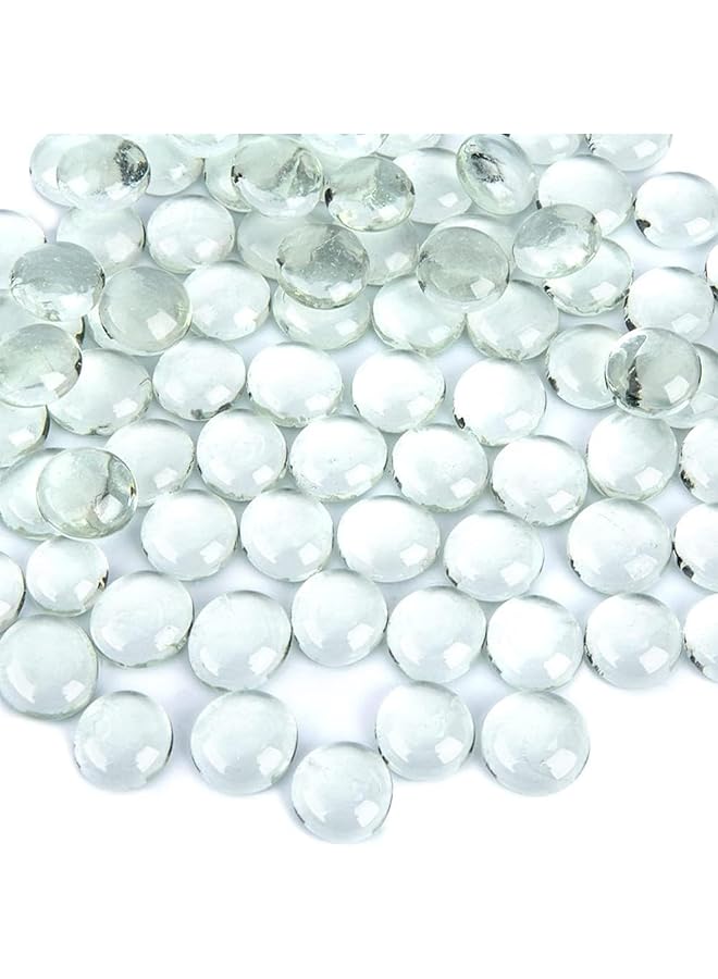 The Bros 200PCS Flat Glass Marbles 2.5Lb, 200PCS Premium Blue Mixed Color And Clear Flat Gems Decorative Glass Stones Vase Filler Beads Table Scatter Decor (Color : Clear) - Image 1