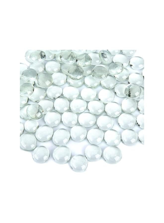 The Bros 200PCS Flat Glass Marbles 2.5Lb, 200PCS Premium Blue Mixed Color And Clear Flat Gems Decorative Glass Stones Vase Filler Beads Table Scatter Decor (Color : Clear) - Image 3
