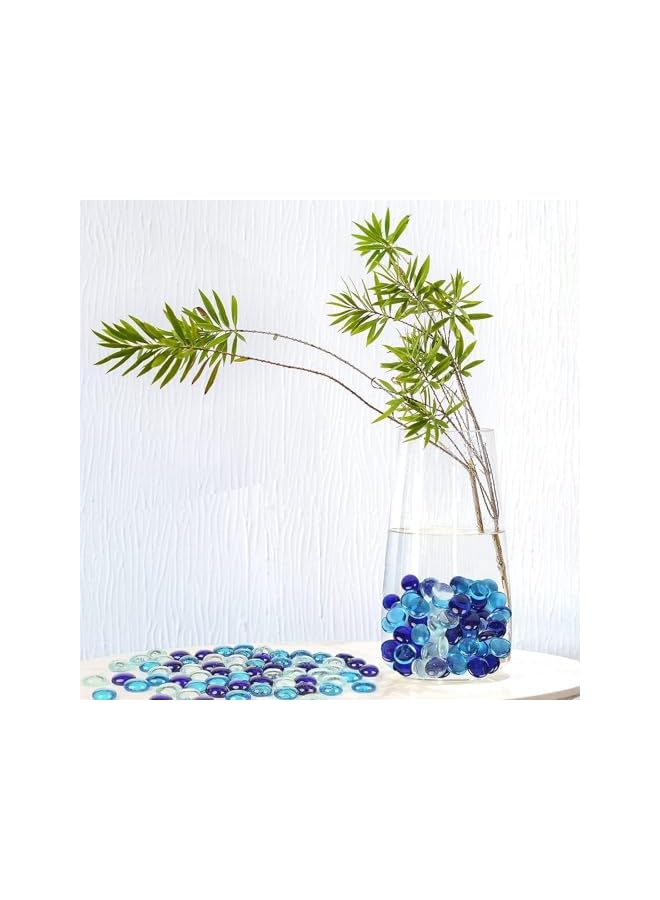 The Bros 200PCS Flat Glass Marbles 2.5Lb, 200PCS Premium Blue Mixed Color And Clear Flat Gems Decorative Glass Stones Vase Filler Beads Table Scatter Decor (Color : Clear) - Image 4
