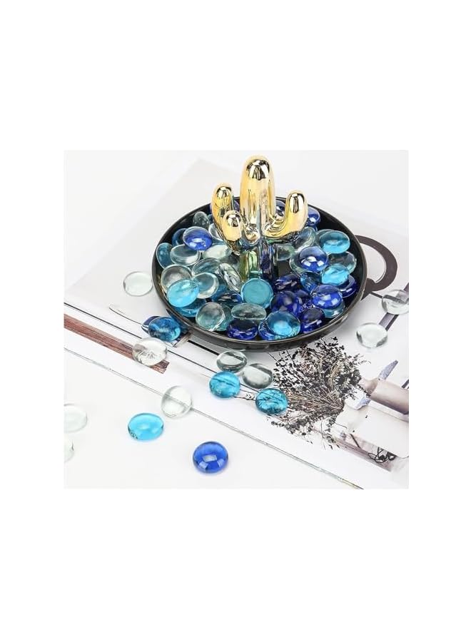 The Bros 200PCS Flat Glass Marbles 2.5Lb, 200PCS Premium Blue Mixed Color And Clear Flat Gems Decorative Glass Stones Vase Filler Beads Table Scatter Decor (Color : Clear) - Image 5