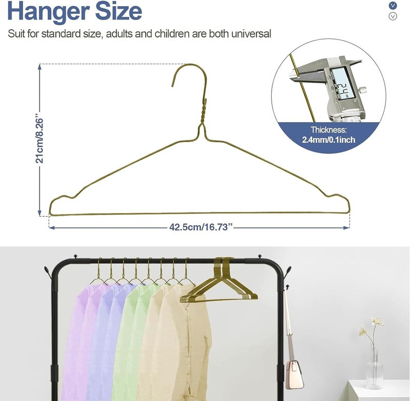 SPECILITE Wire Metal Clothes Hangers Bulk 50 Pack with Groove, 16.7 Inch, 12 Gauge Ultra Thin, Non Slip, for Standard Size Suits, Shirts, Pants, Skirts, Bronze - Image 5