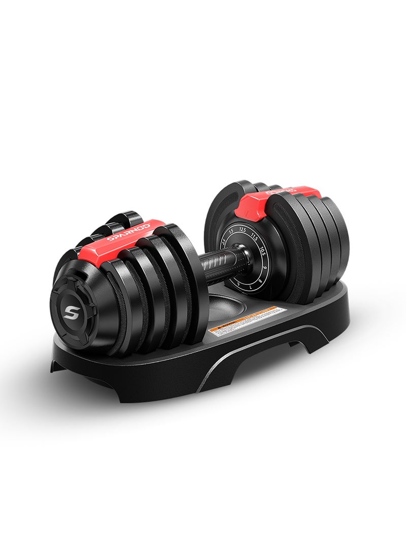 Sparnod Fitness SAD-12.5 Adjustable Dumbbells,12.5kg with 11 Weight Increments (1.5–12.5kg), One-Hand Quick Adjustment Safety Lock & Storage Rack, Ergonomic Non-Slip Grip, Premium Steel Build - Image 1