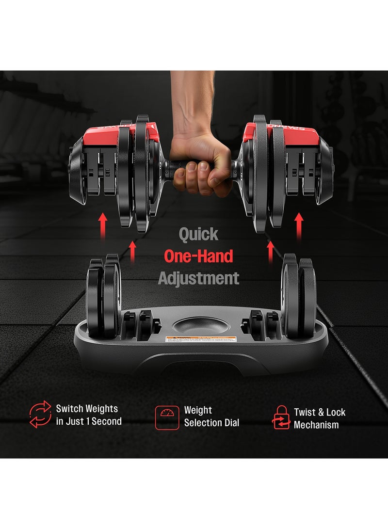 Sparnod Fitness SAD-12.5 Adjustable Dumbbells,12.5kg with 11 Weight Increments (1.5–12.5kg), One-Hand Quick Adjustment Safety Lock & Storage Rack, Ergonomic Non-Slip Grip, Premium Steel Build - Image 4
