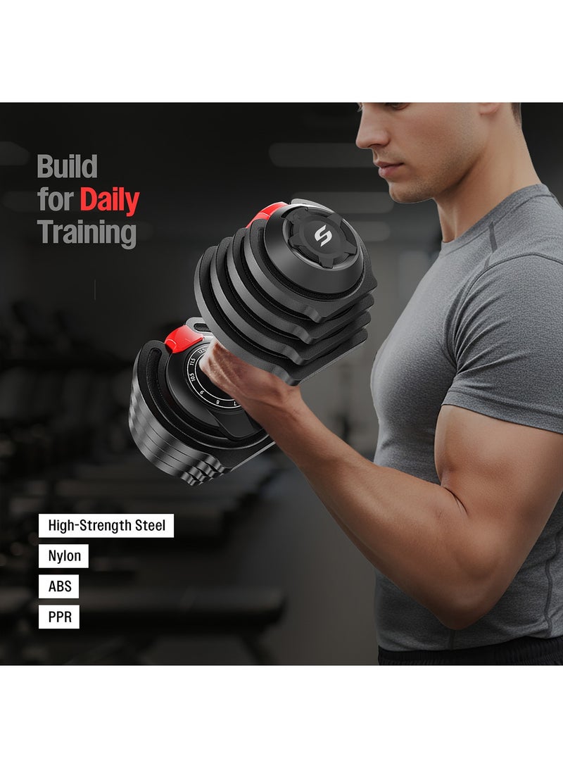 Sparnod Fitness SAD-12.5 Adjustable Dumbbells,12.5kg with 11 Weight Increments (1.5–12.5kg), One-Hand Quick Adjustment Safety Lock & Storage Rack, Ergonomic Non-Slip Grip, Premium Steel Build - Image 5