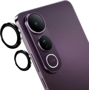 FabeKee Camera Lens Frame Glass Compatible with Tempered Glass Aluminum Alloy Frame Individual Camera Lens Protector Cover (Black, Vivo Y400 Pro 5G) - Image 1