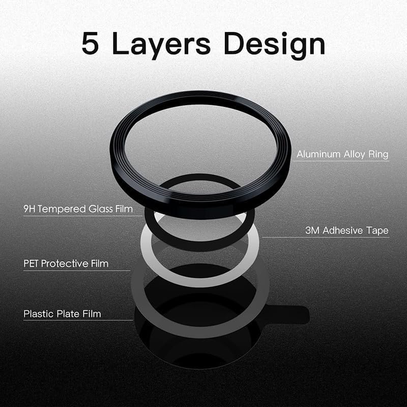 FabeKee Camera Lens Frame Glass Compatible with Tempered Glass Aluminum Alloy Frame Individual Camera Lens Protector Cover (Black, Vivo Y400 Pro 5G) - Image 2