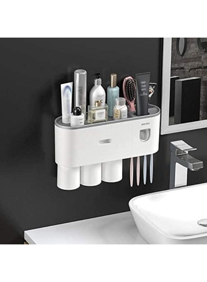 Wall Mounted Toothbrush Holder And Toothpaste Dispenser With 3 Cups - Image 3