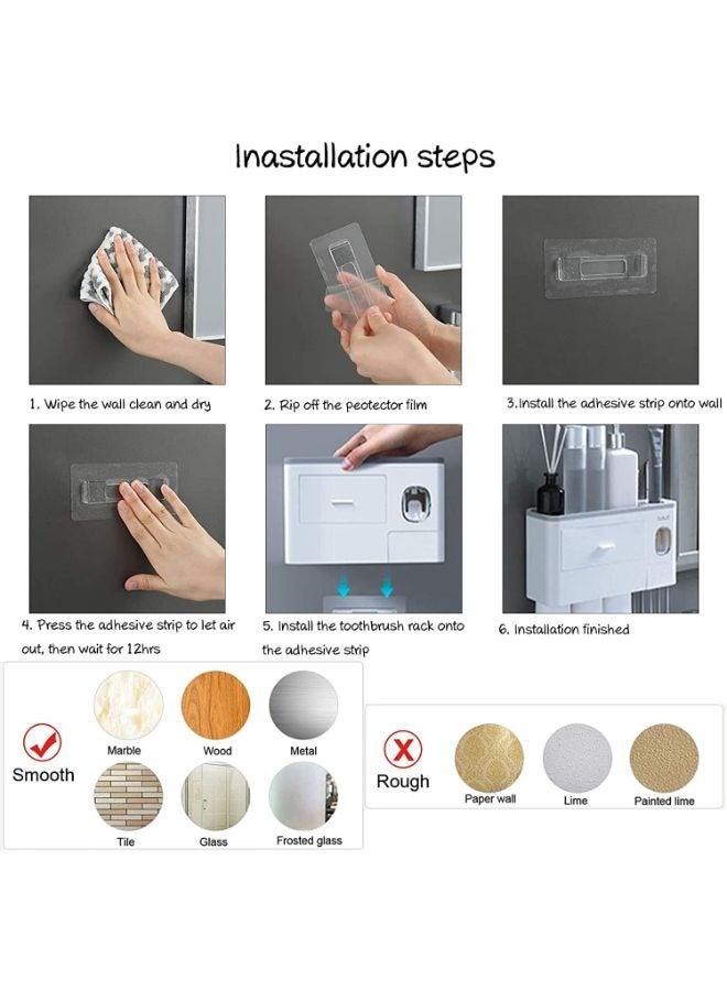 Wall Mounted Toothbrush Holder And Toothpaste Dispenser With 3 Cups - Image 2