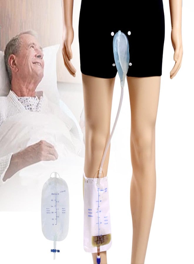 MESINURS Male Urine System Holder Bag - 500ml Men's Urinal Pee Bag Incontinence Pants, Wearable Spill Proof Collector Urinary Drainage for Bedridden Elderly (M) - Image 1