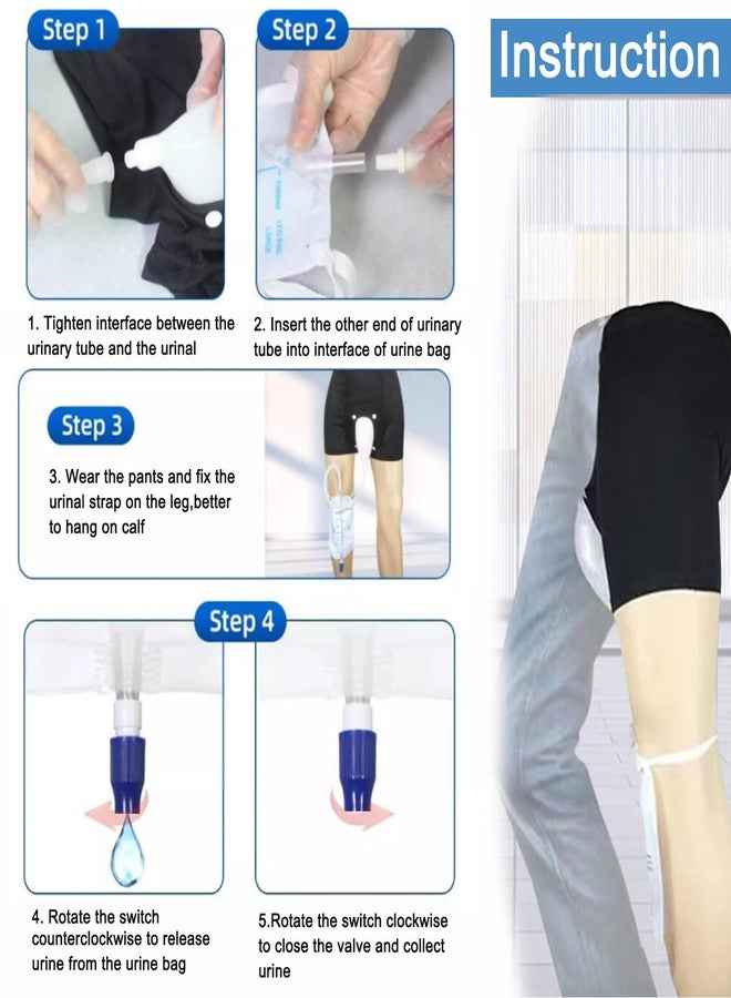 MESINURS Male Urine System Holder Bag - 500ml Men's Urinal Pee Bag Incontinence Pants, Wearable Spill Proof Collector Urinary Drainage for Bedridden Elderly (M) - Image 5