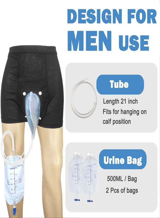 MESINURS Male Urine System Holder Bag - 500ml Men's Urinal Pee Bag Incontinence Pants, Wearable Spill Proof Collector Urinary Drainage for Bedridden Elderly (M) - Image 3