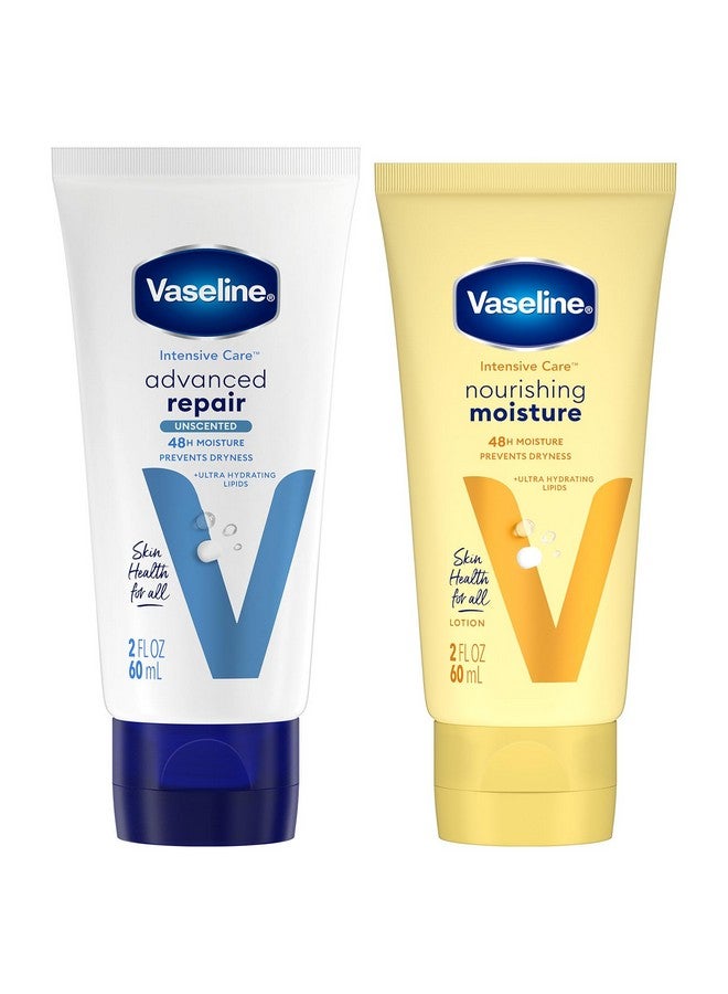 فازلين مجموعة لوشن فازلين للعناية المركزة - لوشن إصلاح متقدم بدون رائحة ولوشن مرطب مغذي لليدين والجسم للبشرة شديدة الجفاف، 2 أونصة (مجموعة من قطعتين) - Image 1