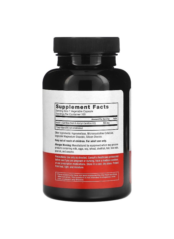 Force Factor Force Factor, Acetyl L-Carnitine, 500 mg, 100 Vegetable Capsules  - Image 2