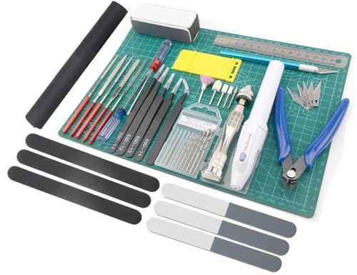 BXQINLENX Professional 33 PCS Model Tools Kit Modeler Basic Tools Craft Set Hobby Building Tools Kit for Gundam Car Model Building Repairing and Fixing (J) - Image 3