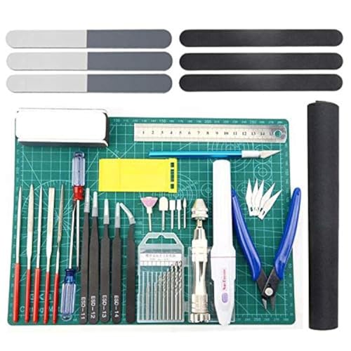 BXQINLENX Professional 33 PCS Model Tools Kit Modeler Basic Tools Craft Set Hobby Building Tools Kit for Gundam Car Model Building Repairing and Fixing (J) - Image 1