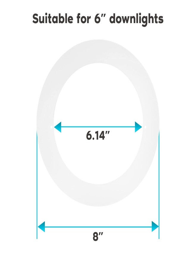 LUXRITE مجموعة حلقات تزيين بيضاء من لوكسرايت، 4 قطع، مناسبة لتركيبات الإضاءة المدمجة في السقف مقاس 5/6 بوصة، قطر خارجي 8 بوصات، قطر داخلي 6.14 بوصة، مصنوعة من المعدن، لتغطية الأسقف التالفة أو المتسخة. - Image 5