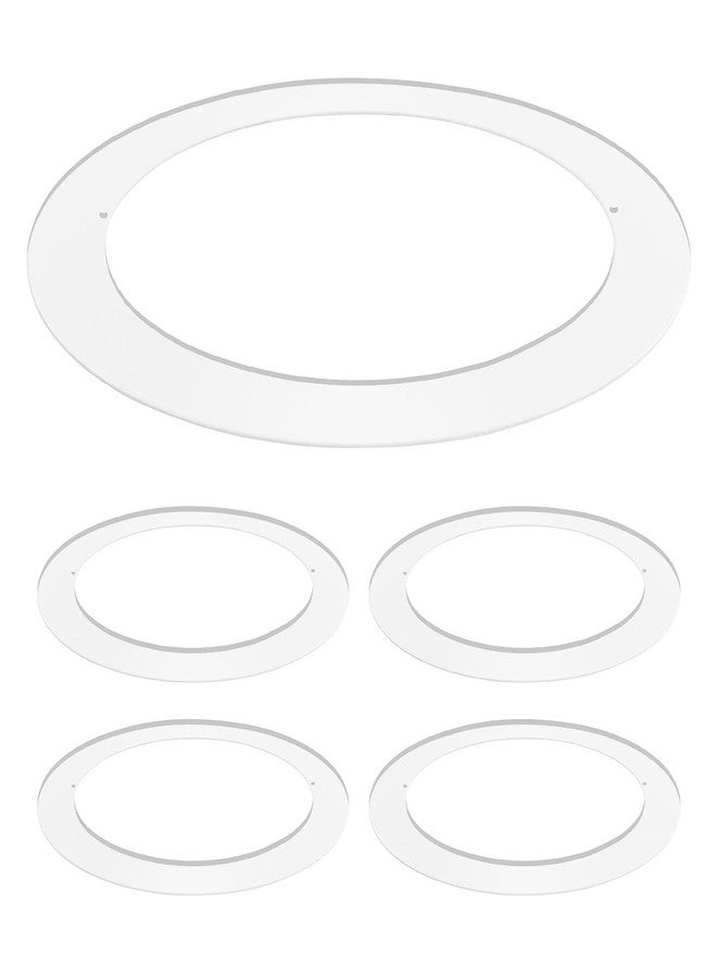 LUXRITE مجموعة حلقات تزيين بيضاء من لوكسرايت، 4 قطع، مناسبة لتركيبات الإضاءة المدمجة في السقف مقاس 5/6 بوصة، قطر خارجي 8 بوصات، قطر داخلي 6.14 بوصة، مصنوعة من المعدن، لتغطية الأسقف التالفة أو المتسخة. - Image 1