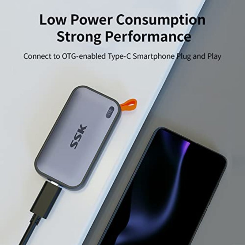 محرك أقراص SSD خارجي محمول SSD، بسرعة تصل إلى 1050 ميجابايت/ثانية USB C SSD خارجي SSD USB 3.2 Gen 2 لأجهزة iPhone 15/Pro وWindows وMac وهواتف Android والأجهزة اللوحية، سعة 1 تيرابايت - Image 3